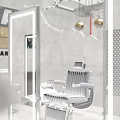 Modern Barber Shop Interior with Styling Chairs Mirrors and Green Plants