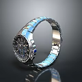 Sleek Modern Watch With Metallic Blue Strap And Detailed Dial Design