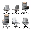 Modern Office Chairs In Gray Fabric With Various Designs Including Wheels And Metal Bases