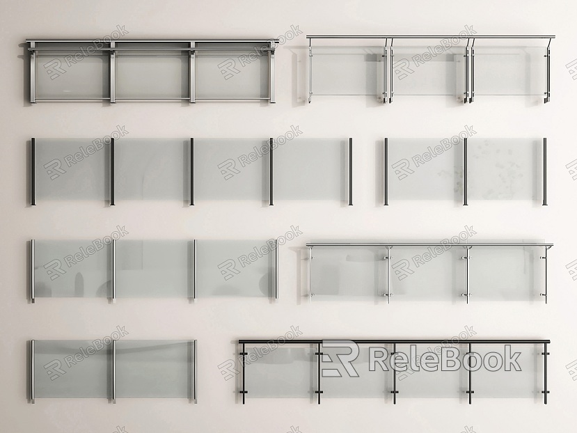 Balustrade Glass Guardrail Stair Handrail Glass Railing Balcony Railing Stainless Steel Railing Guard Bar model