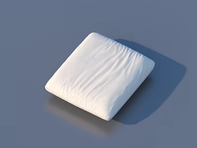 White Square Household Cushion With Soft Wrinkled Surface For Home Use 3d model