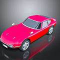 Glossy Red Sports Car With Vintage Design Sleek Body Rounded Front And Silver Wheels