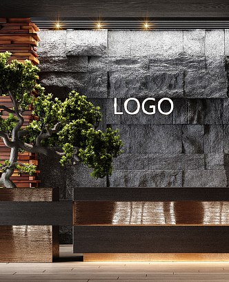 Modern Reception Desk Stone Reception Desk 3d model