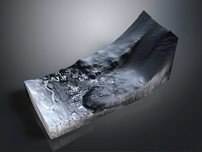Detailed 3D Topographic Terrain Model With Rugged Mountainous Features And Curved Surface 3d model