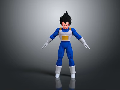 Vegeta Action Figure With Blue White Suit Black Spiky Hair Standing Pose 3d model