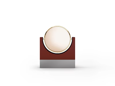 Stylish Modern Table Lamp With Round Shade And Red Brown Gray Base 3d model