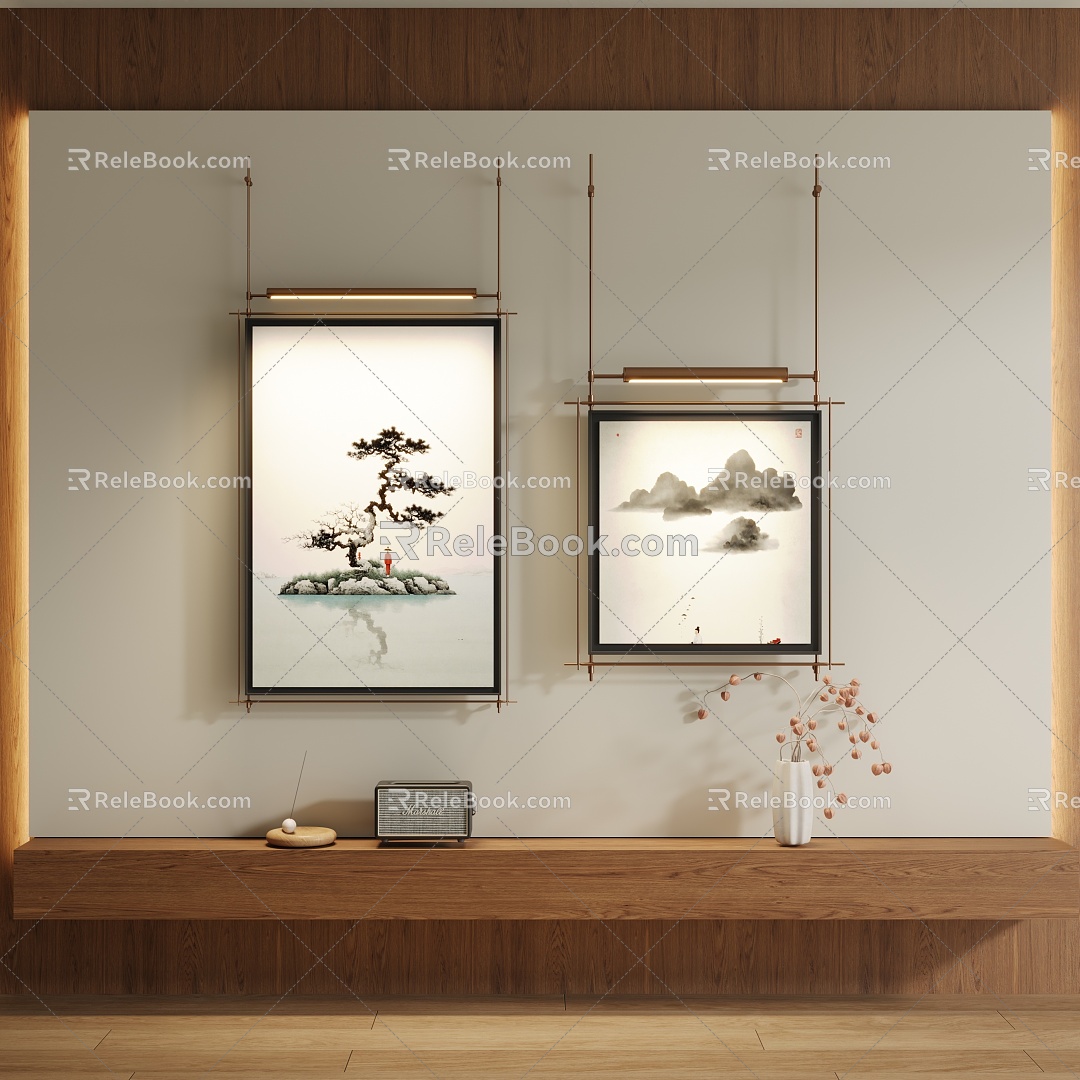 New Chinese Style Middle Ancient Style Decorative Painting 3d model