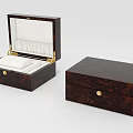 Wooden Jewelry Box Set With Brown Wood Grain Golden Clasp And White Lining