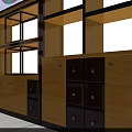 Wooden Pharmacy Display Shelves With Multiple Layers Glass Doors Lighting And Labels