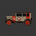 Vintage Car With Number 14 Red Wheels And Beige Red Body