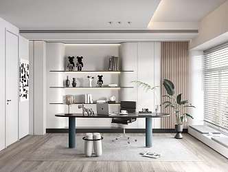 Modern Study Desk and Chair 3d model
