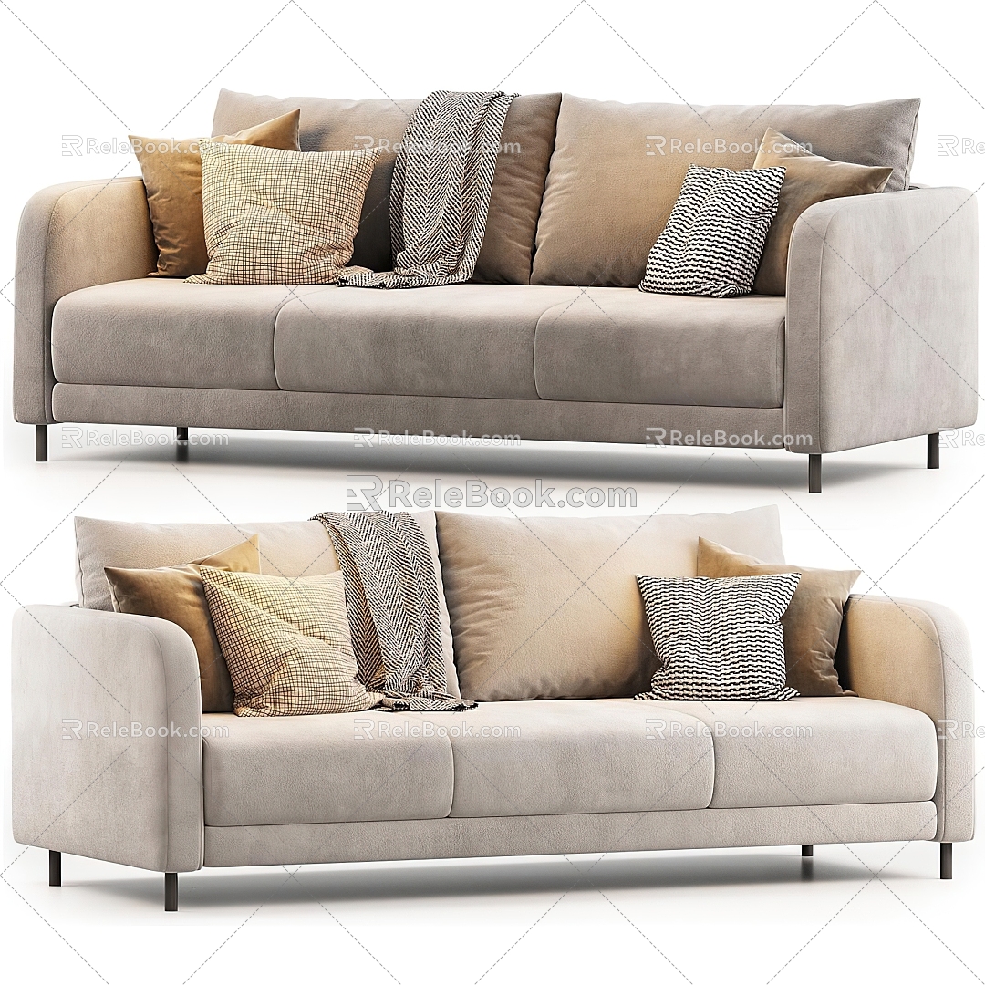 Double sofa fabric double sofa 3d model