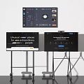 Two Modern TVs on Wheeled Stands with Displayed Text and Interface Design 3d model