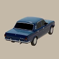 Blue Vintage Classic Sedan Car With Retro Exterior Design And White Wheels