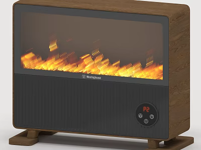 Montpellier Modern Electric Fireplace With Realistic Flame Effect Digital Temperature Display And Control Buttons 3d model