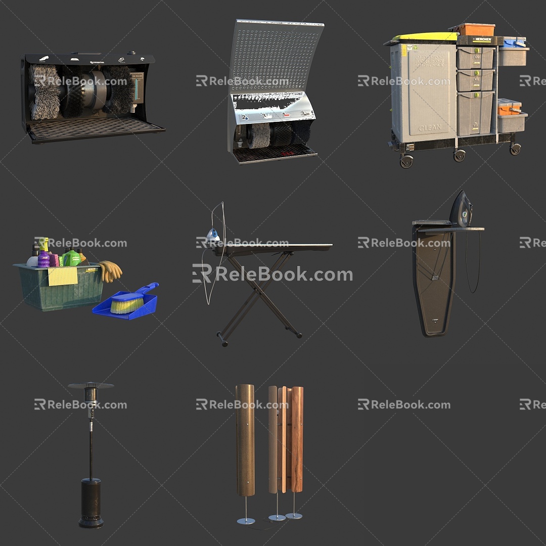 Warehouse household tool rack iron household appliances cleaning machine tools 3d model