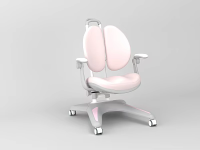 Pink And White Kids Chair With Dual Backrest Armrests Wheeled Base And Comfortable Seat 3d model