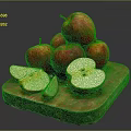 Fresh Whole And Sliced Apples On Rustic Wooden Cutting Board
