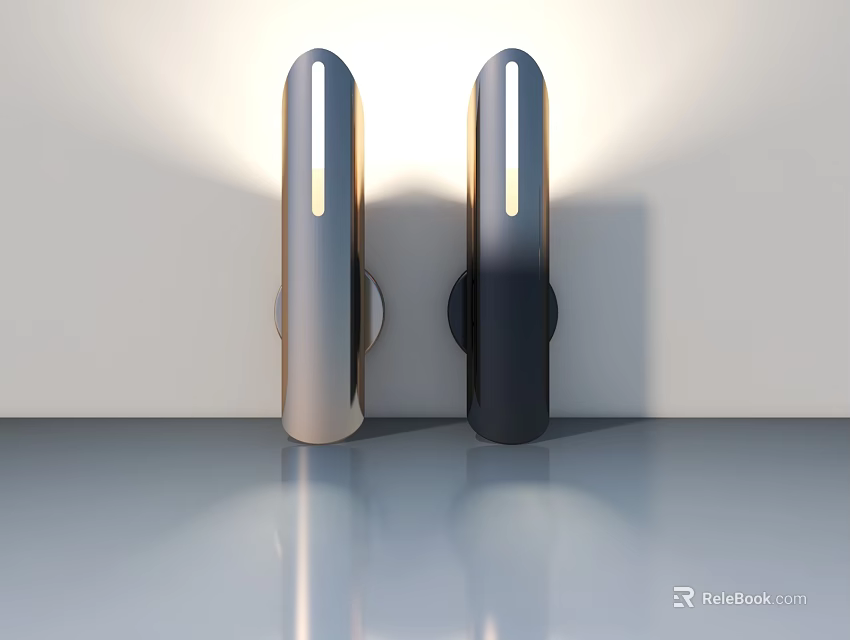 Modern Silver Black Swing Doors Sleek Surface Soft Lighting On White Wall Reflective Floor 3d model