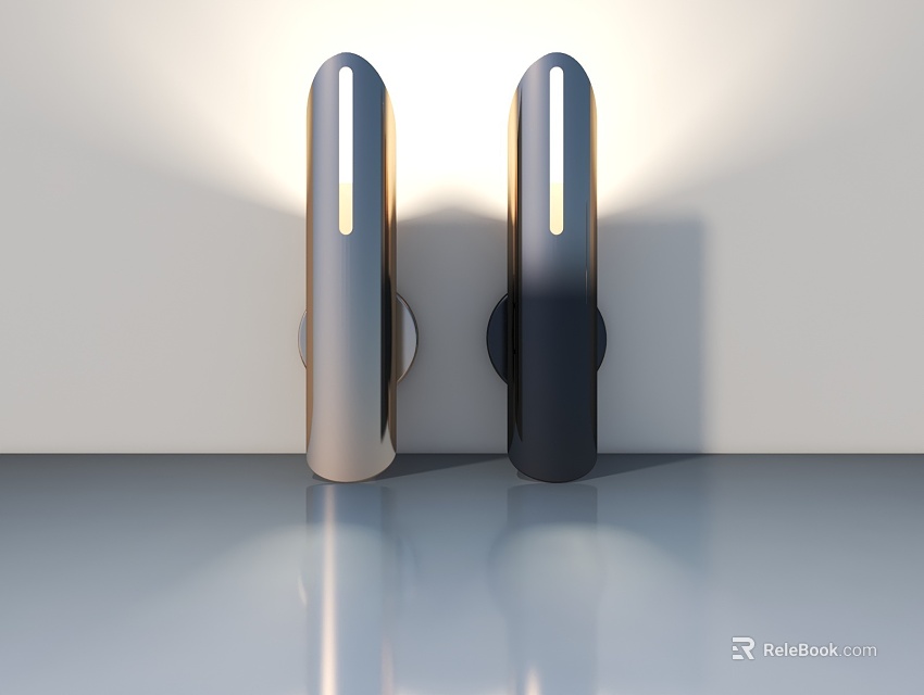 Modern Silver Black Swing Doors Sleek Surface Soft Lighting On White Wall Reflective Floor 3d model 