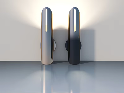 Modern Silver Black Swing Doors Sleek Surface Soft Lighting On White Wall Reflective Floor 3d model
