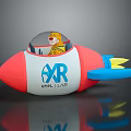 Cartoon Rocket Model Featuring Tiger Inside and XR UTP LABS Logo Red White Yellow Tail