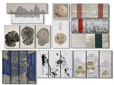 Various Traditional And Modern Art Prints For Wall Decor With Cultural Themes 3d model