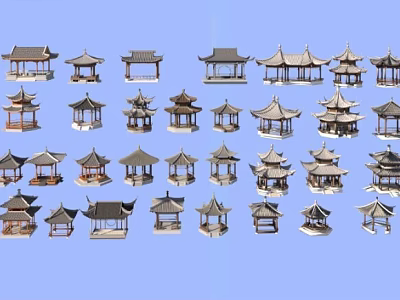 Various Chinese Style Pavilion Models As Decorative Garden Ornaments With Diverse Designs 3d model