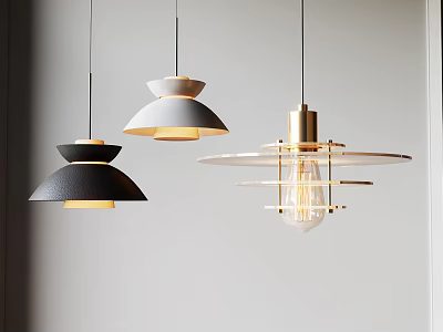 Modern Pendant Lights With Black Gray And Gold Minimalist Design For Interior Decoration 3d model