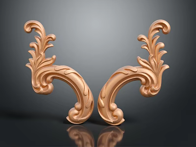 Golden Ornate Decorative Brackets With Intricate Floral Scroll And Leaf Patterns 3d model