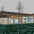 Modern Post Station Public Building Small Public Building Landscape Building Post Station Building Store Building 3d model