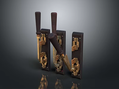 Vintage Metal Clamps With Wooden Handles And Brass Accents In Classic Design 3d model