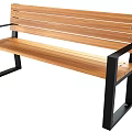 Wooden Slat Outdoor Bench With Black Metal Frame And Durable Design