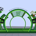 Green Arch Activity Passage Featuring Football Basketball Elements For Sports Passion