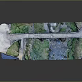Detailed Bridge Model With Green Terrain And Blue Water Area Design
