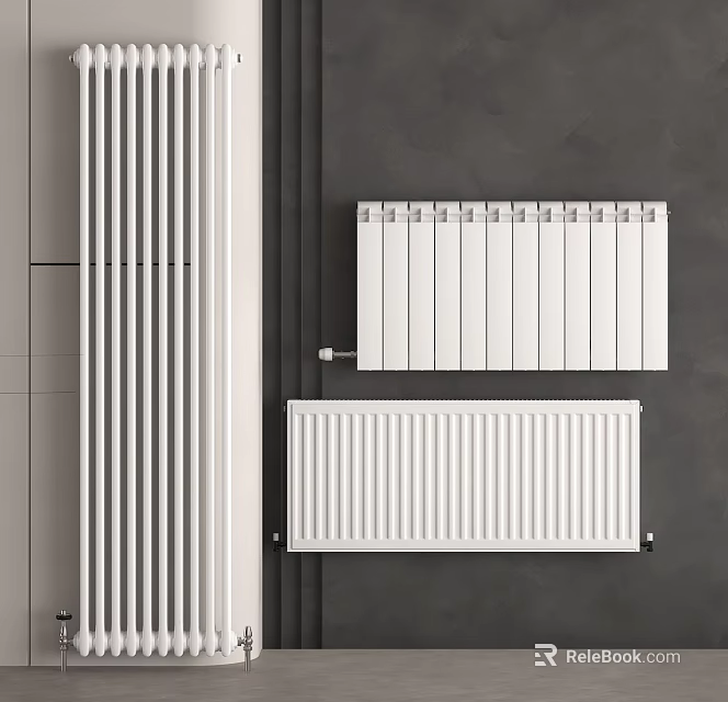 Modern White Wall Mounted Radiators Featuring Various Vertical And Horizontal Designs 3d model