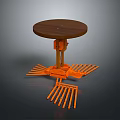 Smart Machine Featuring Round Wooden Top Multi Legged Orange Metal Stand Innovative Design
