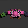 Colorful Robot Toy Featuring Pink Upper Body Green Biological Arm And Mixed Character Creature Elements