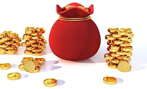 Gold Coin Festive Yuanbao Bag 3d model