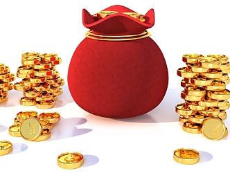 Gold Coin Festive Yuanbao Bag 3d model