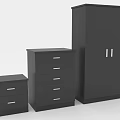 Modern Black Furniture Set With Small Drawer Chest Tall FiveDrawer Dresser And DoubleDoor Armoire