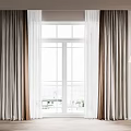 Gray Beige Window Curtains With Light Filtering Fabric Wooden Floor Floor Lamp And Outdoor View