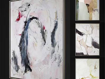 Modern Abstract Art Frames With Black Borders For Home Wall Decor 3d model