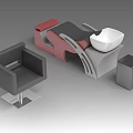Modern Red And Gray Sofa Stool With Black Chair Gray Cube And White Bowl