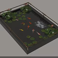 Decorative Water Fountain Pond With Lotus Leaves Koi Fish And Metal Frame