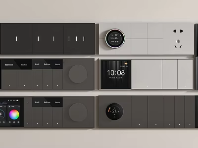 Modern Switch Panels With Sleek Design Multiple Control Options Digital Display And Various Color Finishes 3d model
