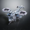 Futuristic Passenger Aircraft with Multiple Square Structures Mechanical Design and Gray Metallic Finish
