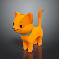 Cartoon Cat Game Character With Orange Body Blue Collar Standing Against Dark Background