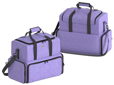 Purple Fabric Travel Bags With Black Handles And Shoulder Straps 3d model Purple Fabric Travel Bags With Black Handles And Shoulder Straps 3d model