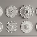 White Decorative Ceiling Medallions With Various Ornate Designs For Interior Lighting